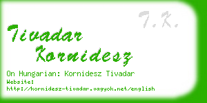 tivadar kornidesz business card